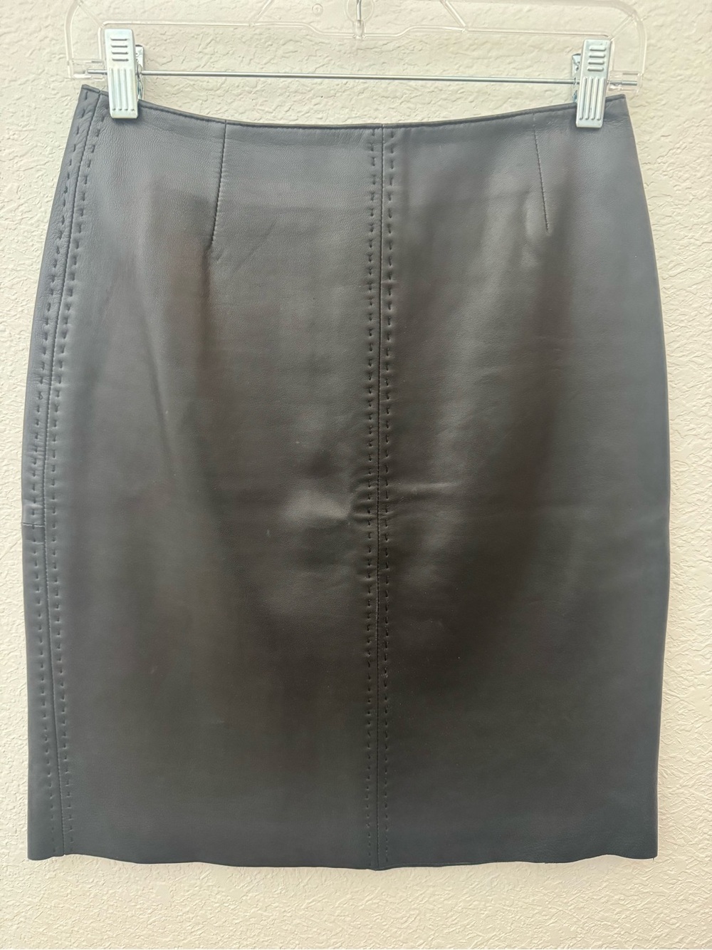 Petite Sophisticate Authentic Soft Black Leather A-Line Skirt